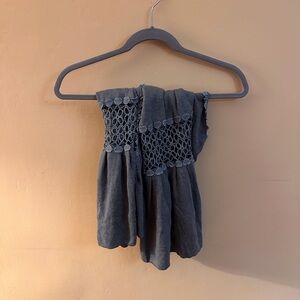 Gray Scarf with Crochet Detailing